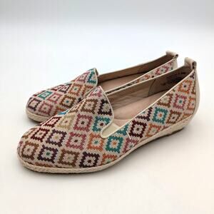 David Tate Sangria Woven Espadrille Flat Women's Diamond Multi Size US7.5W EU38